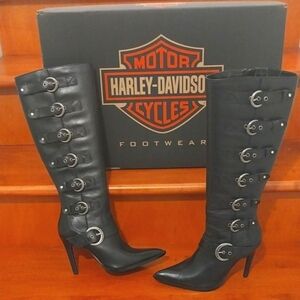 ☘️Genuine leather Harley davidson boots With Buckles